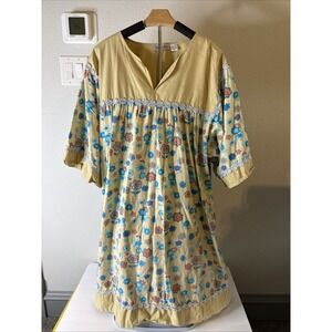 Sante Classics Women's Yellow Floral Kaftan Dress Plus Size 4XL